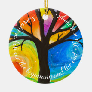 Customised wedding or engagement rainbow ceramic ornament