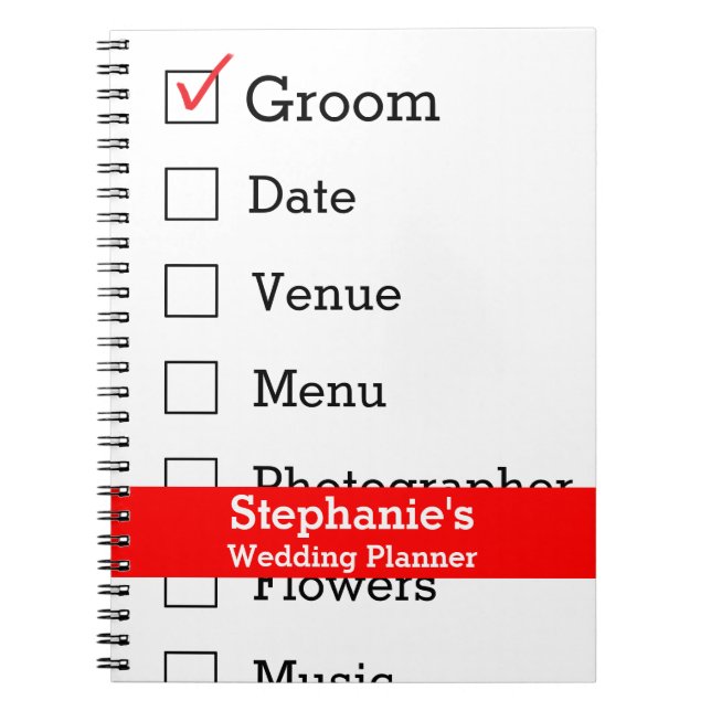 Customised Wedding Planner Checklist Notebook (Front)