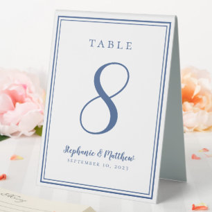Customised Wedding Table Number Classic Blue White