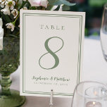 Customised Wedding Table Number Dinner Sage Green<br><div class="desc">A template for any number this simple, minimalist and elegant Wedding Table Number design features a contemporary design with a double frame border in sage green on a crisp white background. Chic design provides timeless yet modern sophistication. Personalise wedding table design with your name, wedding date and table number in...</div>