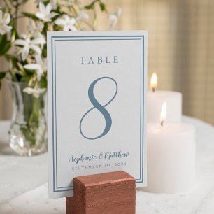 Customised Wedding Table Number Dusty Blue