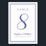 Customised Wedding Table Number Periwinkle Blue<br><div class="desc">A template for any number this simple, minimalist and elegant Wedding Table Number design features a contemporary design with a double frame border in Periwinkle Blue on a crisp white background. Chic design provides timeless yet modern sophistication. Personalise wedding table design with your name, wedding date and table number in...</div>