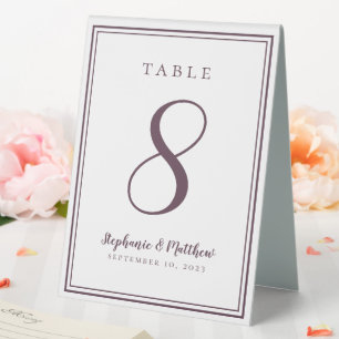 Customised Wedding Table Number Purple White