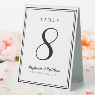 Customised Wedding Table Number Simple Black White