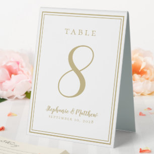 Customised Wedding Table Number Simple Chic Gold