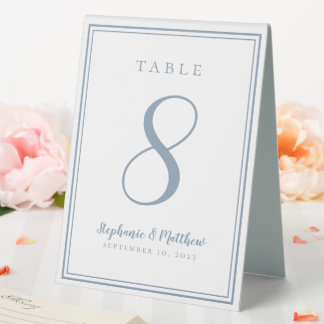 Customised Wedding Table Number Simple Dusty Blue