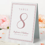 Customised Wedding Table Number Simple Dusty Rose<br><div class="desc">Use this simple template for any number! Minimalist and elegant Wedding Table Number design features a contemporary look with a double frame border in dusty rose pink on a crisp white background. Personalise chic wedding table design with your name, wedding date and table number in romantic dusty rose lettering and...</div>