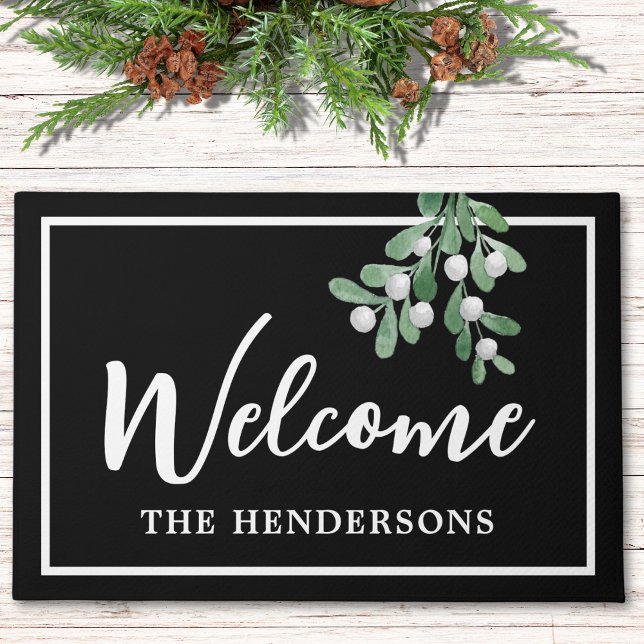 Customised Welcome Christmas Black Doormat (Creator Uploaded)