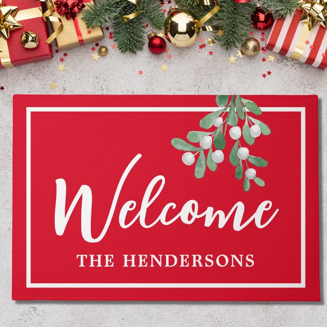 Customised Welcome Christmas Red Doormat (Creator Uploaded)