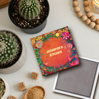 Customised Whimsical Pretty Floral Sunshine Magnet