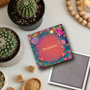 Customised Whimsical Pretty Floral Sunshine Magnet