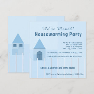 Customised White Fence New Home Housewarming Party Announcement