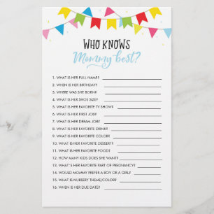 Customised Who knows Mummy Best? Baby Shower Game