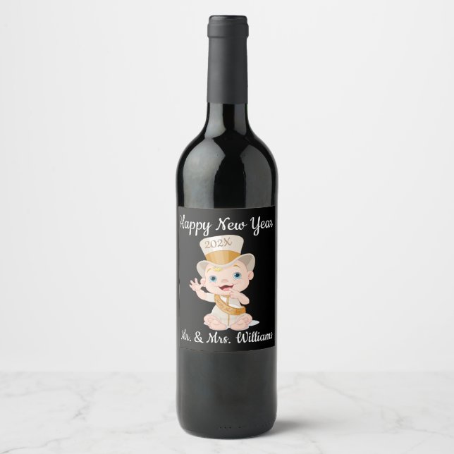 Customised Yearly New Year Baby  Wine Label (Front)