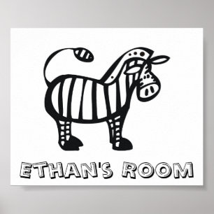 Customised Zebra Children's Room Poster