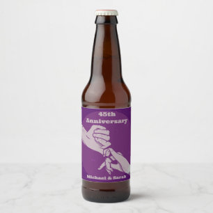 Customiz anniversary romantic couple holding hands beer bottle label