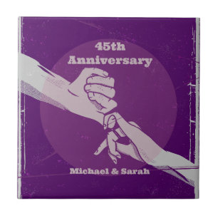 Customiz anniversary romantic couple holding hands ceramic tile