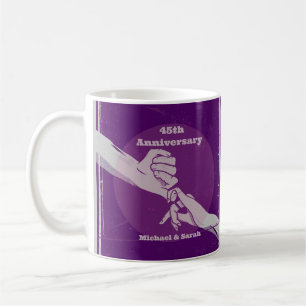 Customiz anniversary romantic couple holding hands coffee mug