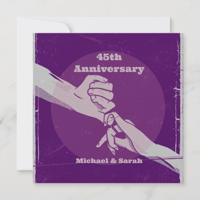 Customiz anniversary romantic couple holding hands invitation (Front)
