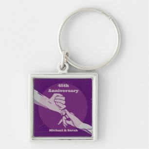 Customiz anniversary romantic couple holding hands key ring