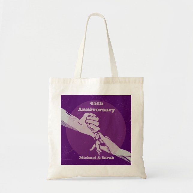 Customiz anniversary romantic couple holding hands tote bag (Front)