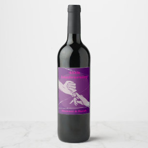 Customiz anniversary romantic couple holding hands wine label