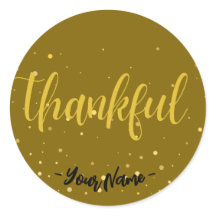 Customiz Glamourous gold polka dot thankful Sticke