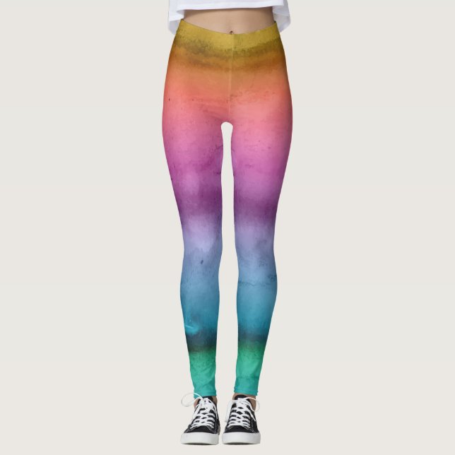 Customizabe Rainbow Striped Leggings (Front)