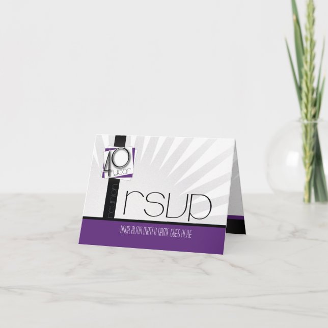 Customizable 40 Year Class Reunion RSVP Invitation (Front)