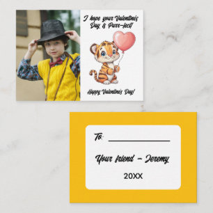Customizable Adorable Tiger Classroom Valentine Card