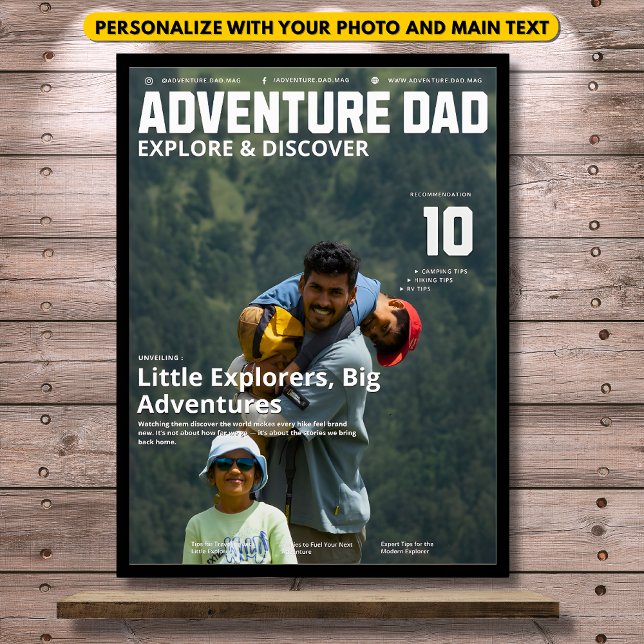 Customizable Adventure Dad Magazine Add Your Photo Poster (Creator Uploaded)