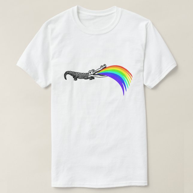 CUSTOMIZABLE ALLIGAYTOR GAY GATOR RAINBOW VOMIT T-Shirt (Design Front)