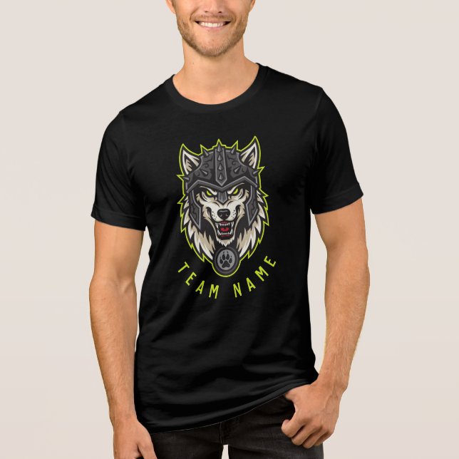 Customizable Alpha Wolf Mascot T-Shirt | Personali Tri-Blend Shirt (Front)