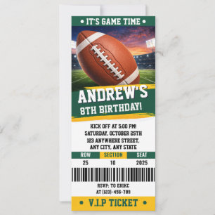 Customizable American Football Birthday Ticket Invitation