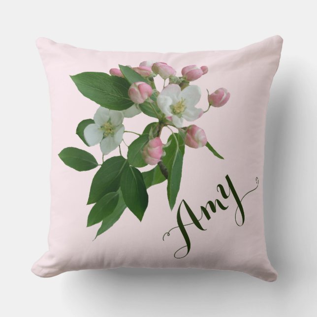 Customizable Amy name floral apple blossom Hygge Cushion (Front)