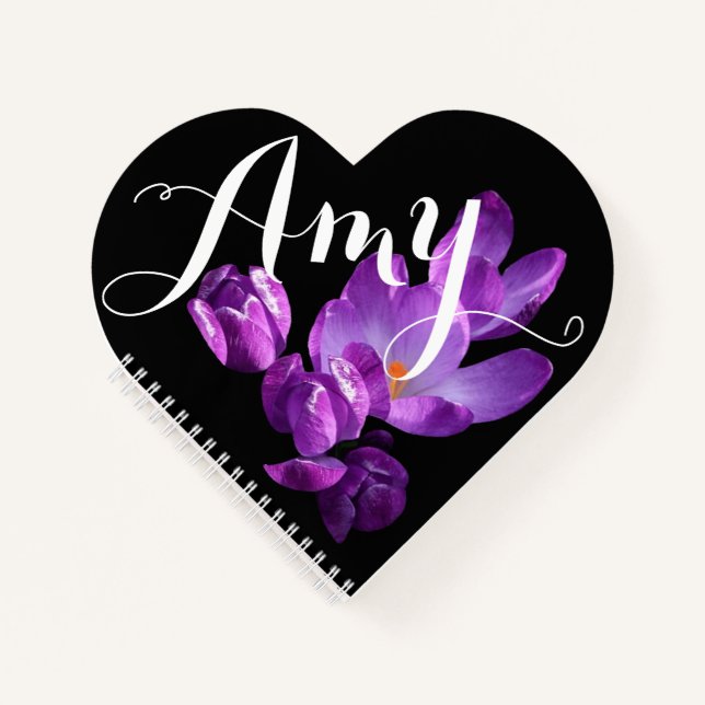 Customizable Amy name purple crocus floral    Notebook (Front)