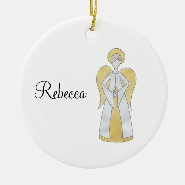 Customizable Angel Ceramic Ornament (Front)