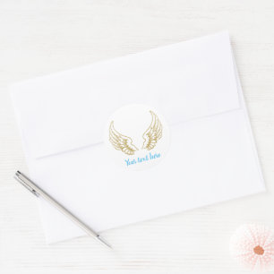 CUSTOMIZABLE ANGEL WINGS ROUND STICKER