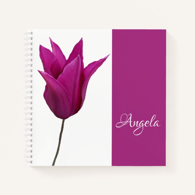 Customizable Angela name pink floral girly Notebook (Front)