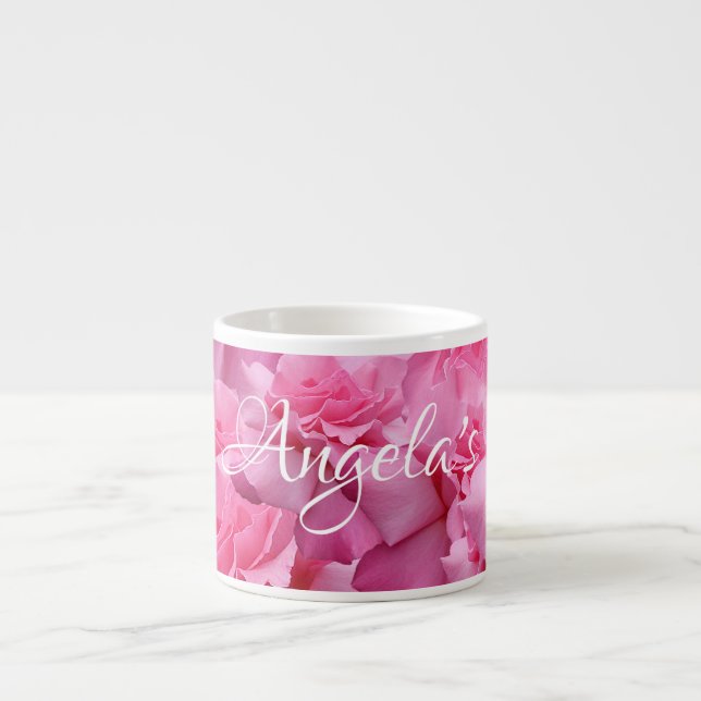 Customizable Angela name pretty pink floral girly  Espresso Cup (Front)