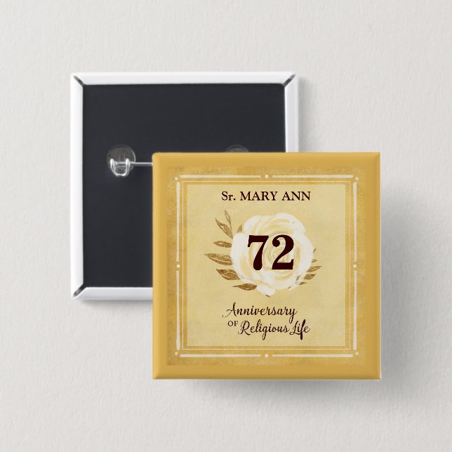 Customizable Anniversary of Religious Life Nun 15 Cm Square Badge (Front & Back)