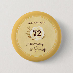 Customizable Anniversary of Religious Life Nun 6 Cm Round Badge