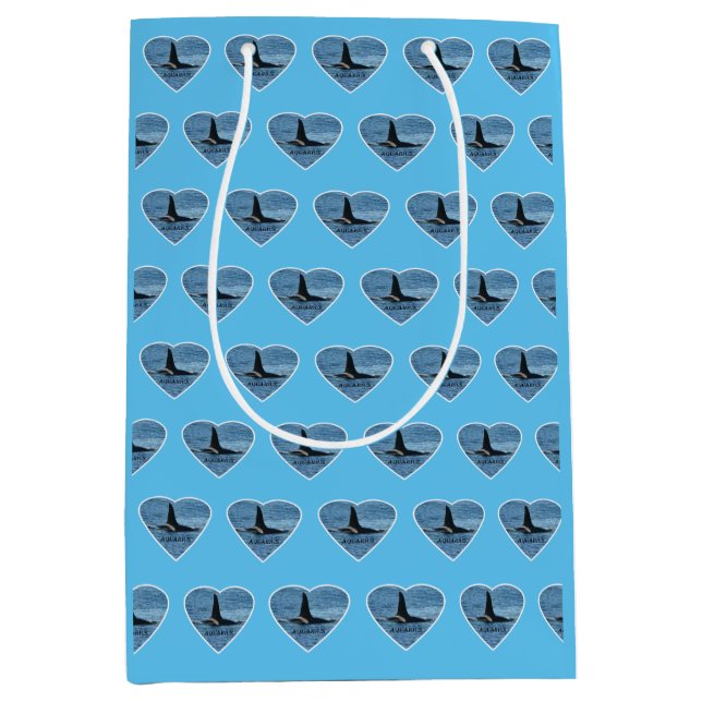 Customizable Aquarius Orca Killer Whale Sky Blue  Medium Gift Bag (Front)