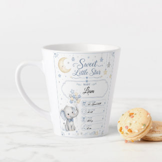 Customizable Baby Birth Chart with Elephant Latte Mug