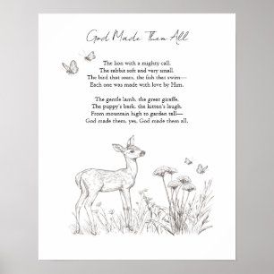 Customizable Baby Deer Nursery Poster