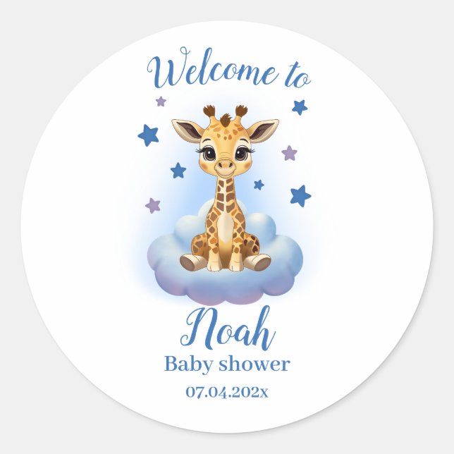  customizable baby giraffe classic round sticker (Front)