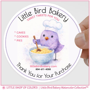 Customizable Bakery Bake Shop Watercolor Classic Round Sticker