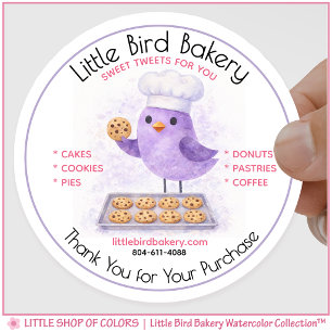Customizable Bakery Bake Shop Watercolor Thank You Classic Round Sticker