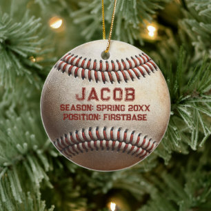  Customizable Baseball Player Name Kids Christmas Ceramic Ornament