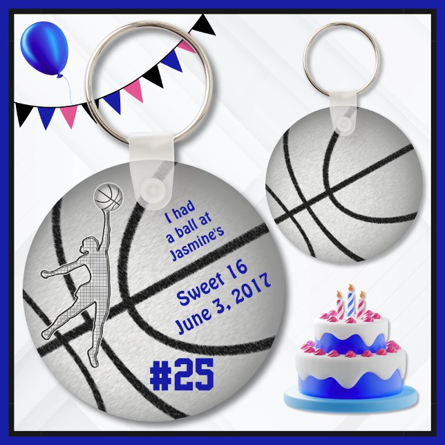 Customizable Basketball Party Favors for Girls Key Ring (Basketball birthday party. Personalized Basketball Favors are fully customizable. Basketball favors.)